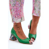 Odiniai pompos su dekoratyviniais kulnais Lewski batai 2608/K Green | Aukštakulniai | jai24.lt