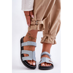 Odinės klasikinės moteriškos šlepetės su velcro rudos spalvos Amedon 198866