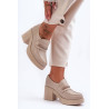 Odiniai batai su kulnais su puošmena smėlio spalvos Gelanor | Pavasariniai batai | jai24.lt