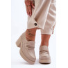 Odiniai batai su kulnais su puošmena smėlio spalvos Gelanor | Pavasariniai batai | jai24.lt