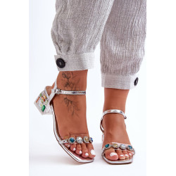 Moteriški sandalai su aukštakulniais su kristalais juodi SBarski MR1037-01 198889