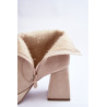 Zomšiniai batai su kulnais smėlio spalvos makeline | Auliniai batai moterims | jai24.lt