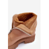 Odiniai kulkšnies batai su užtrauktuku plokščiu kulnu Camel Vimal | Auliniai batai moterims | jai24.lt