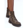 Moteriški darbiniai batai su užtrauktuku su rudos spalvos Ciossava ornamentu | Auliniai batai moterims | jai24.lt