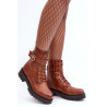 Moteriški darbiniai batai su užtrauktuku su rudos spalvos Ciossava ornamentu | Auliniai batai moterims | jai24.lt