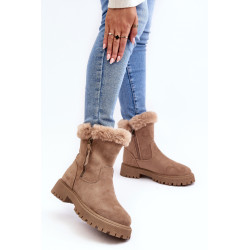 Moteriški zomšiniai batai su kailiu Beige Hasiva 198947