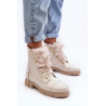 Odiniai moteriški batai su dirbtiniu kailiu Šviesiai smėlio spalvos Lewski 3296 | Auliniai batai moterims | jai24.lt