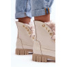 Odiniai moteriški batai su dirbtiniu kailiu Šviesiai smėlio spalvos Lewski 3296 | Auliniai batai moterims | jai24.lt