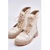 Odiniai moteriški batai su dirbtiniu kailiu Šviesiai smėlio spalvos Lewski 3296 | Auliniai batai moterims | jai24.lt