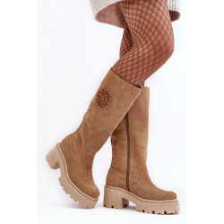 Moteriški zomšiniai batai virš kelių, juodi Lewski 3367 198962