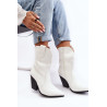 Moteriški kaubojiški batai ant kulno White Melaitia | Auliniai batai moterims | jai24.lt