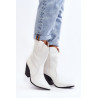 Moteriški kaubojiški batai ant kulno White Melaitia | Auliniai batai moterims | jai24.lt