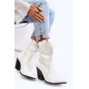 Moteriški kaubojiški batai ant kulno White Melaitia | Auliniai batai moterims | jai24.lt