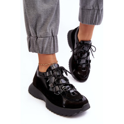 Moteriški odiniai lakuoti sportiniai batai M01/2 Zazoo juodi 199007