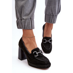 Odiniai pompos ant didžiulio kulno Laura Messi 2706 juoda 199011