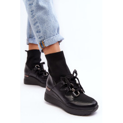 Moteriški batai su pleištinėmis kojinėmis, juoda Helladina 199012