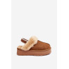 Odiniai Suede Šlepetės Moterims Ant Platformos Su Pūkais Camel Sophienne | Šlepetės | jai24.lt