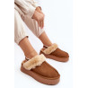 Odiniai Suede Šlepetės Moterims Ant Platformos Su Pūkais Camel Sophienne | Šlepetės | jai24.lt