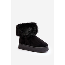 Moteriški platforminiai sniego batai su kailiu Black Mancy 199032
