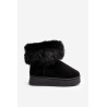 Moteriški platforminiai sniego batai su kailiu Black Mancy | Žieminiai batai | jai24.lt