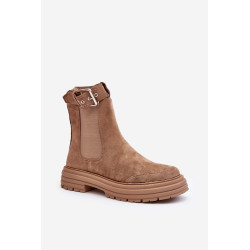 Zomšiniai kulkšnies batai su didžiuliu padu šviesiai smėlio spalvos Ozaro 199042