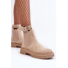 Zomšiniai kulkšnies batai su didžiuliu padu šviesiai smėlio spalvos Ozaro | Auliniai batai moterims | jai24.lt