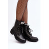 Odiniai moteriški batai su puošmena Zazoo 1757 juodi | Auliniai batai moterims | jai24.lt