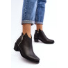 Juodi odiniai moteriški kulkšnies batai su žemu kotu ir užtrauktukais Annaja | Auliniai batai moterims | jai24.lt