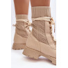 Moteriški suvarstomi kulkšnies batai su kojinėmis iš šviesiai smėlio spalvos Gentiana | Auliniai batai moterims | jai24.lt