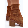 Moteriški kulkšnies batai su storu kulnu, rudos spalvos Argastis | Auliniai batai moterims | jai24.lt