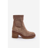 Moteriški kulkšnies batai su storu kulnu, rudos spalvos Argastis | Auliniai batai moterims | jai24.lt