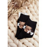 Šiltos medvilninės kojinės su juodu meškučiu | Kojinės moterims | jai24.lt