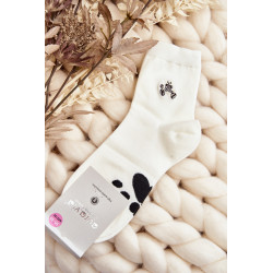 Moteriškos medvilninės kojinės su meškiuko pilku pleistru 199125