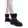 Moteriški sniego batai su dekoratyviniu suvarstymu juoda Rilana | Žieminiai batai | jai24.lt