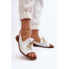 Odinės plokščios basutės Zazoo 2898 Baltos | Sandalai moterims | jai24.lt