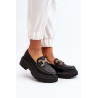 Juodi moteriški batai su puošmena Gargi | Mokasinai moterims | jai24.lt