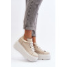 „Zazoo 10165“ moteriški sportiniai batai ant „chunky Platform“ smėlio spalvos | Kedai | jai24.lt