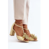 Odiniai sandalai su kulnu ir dekoracija Laura Messi 2758 Beige | Sandalai moterims | jai24.lt