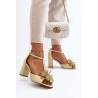 Odiniai sandalai su kulnu ir dekoracija Laura Messi 2758 Beige | Sandalai moterims | jai24.lt