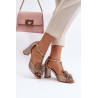 Odiniai sandalai su kulnu ir dekoracija Laura Messi 2758 Beige | Sandalai moterims | jai24.lt