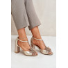 Odiniai sandalai su kulnu ir dekoracija Laura Messi 2758 Beige | Sandalai moterims | jai24.lt
