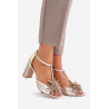 Odiniai sandalai su kulnu ir dekoracija Laura Messi 2758 Beige | Sandalai moterims | jai24.lt