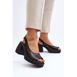 Zazoo 40376 odiniai basutės ant storo kulno, juodos spalvos 199204