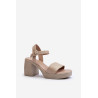 Zazoo 40386 Moteriški odiniai sandalai su Block Heel Beige | Sandalai moterims | jai24.lt