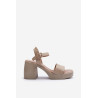 Zazoo 40386 Moteriški odiniai sandalai su Block Heel Beige | Sandalai moterims | jai24.lt