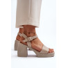 Zazoo 40386 Moteriški odiniai sandalai su Block Heel Beige | Sandalai moterims | jai24.lt