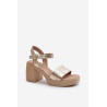 Zazoo 40386 Moteriški odiniai sandalai su Block Heel Beige | Sandalai moterims | jai24.lt