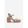 Zazoo 40386 Moteriški odiniai sandalai su Block Heel Beige | Sandalai moterims | jai24.lt