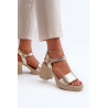 Zazoo 40386 Moteriški odiniai sandalai su Block Heel Beige | Sandalai moterims | jai24.lt