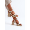 Zazoo 40386 Moteriški odiniai sandalai su Block Heel Beige | Sandalai moterims | jai24.lt